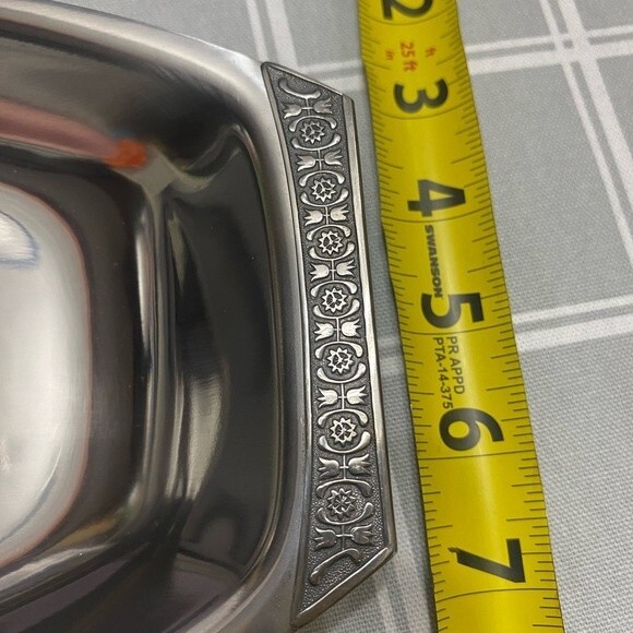 Vtg MCM 50s Bread Tray Tulip Pattern Handles Stainless Steel Serving Dish Tray - Picture 7 of 8